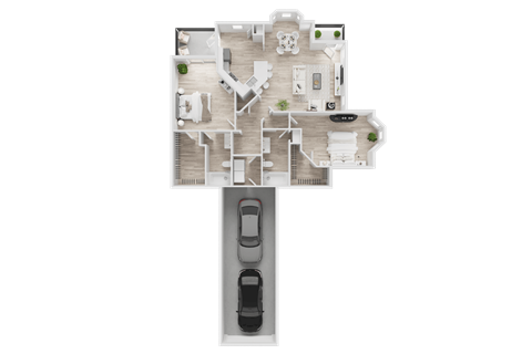 Floor plan for 2 beds, 2 baths, 1320 sqft